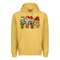 Antique Gold christmas coffee cups gnomies Premium Hoodie - FaDigitalArtStudio