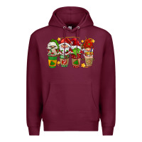 Burgundy christmas coffee cups gnomies Premium Hoodie - FaDigitalArtStudio
