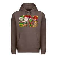 Coffee christmas coffee cups gnomies Premium Hoodie - FaDigitalArtStudio