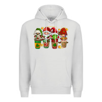 Dove Grey christmas coffee cups gnomies Premium Hoodie - FaDigitalArtStudio