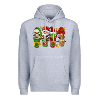 Heather Grey christmas coffee cups gnomies Premium Hoodie - FaDigitalArtStudio