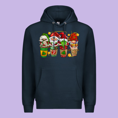 Christmas Coffee Cups Gnomies Premium Hoodie Designed By Fadigitalartstudio
