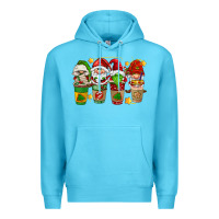 Ocean Blue christmas coffee cups gnomies Premium Hoodie - FaDigitalArtStudio