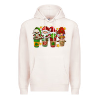 Pale Pink christmas coffee cups gnomies Premium Hoodie - FaDigitalArtStudio