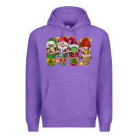 Purple christmas coffee cups gnomies Premium Hoodie - FaDigitalArtStudio
