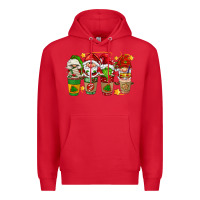 Red christmas coffee cups gnomies Premium Hoodie - FaDigitalArtStudio