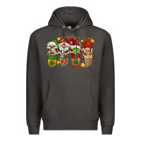 Smoke christmas coffee cups gnomies Premium Hoodie - FaDigitalArtStudio