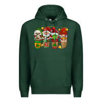 Sports Green christmas coffee cups gnomies Premium Hoodie - FaDigitalArtStudio