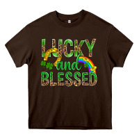 Chocolate Brown Lucky And Blessed St Patricks Heavy Core Tee - BundleAndBundleShop