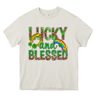 Cream Lucky And Blessed St Patricks Heavy Core Tee - BundleAndBundleShop