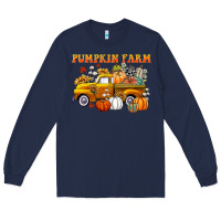Navy pumpkin farm Long Sleeve Tee - CowGirlArtShop