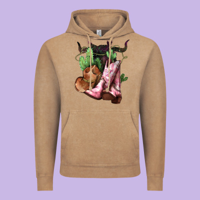 Cowgirl Boots Hat Horns Cactus Vintage Hoodie Designed By Howdyjamesfarm