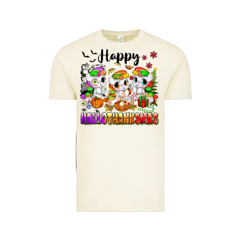 Happy Hallothanksmas Unicorns Vintage Tee by texasbilliewilder | Teevron