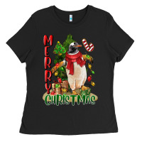 Black merry christmas penguin Ladies Tee - LillyAllenDesigns