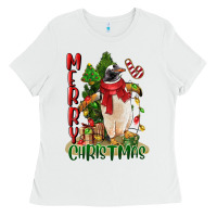 White merry christmas penguin Ladies Tee - LillyAllenDesigns