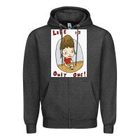 Charcoal Heather life is only one Zipper Hoodie - lanVoArt