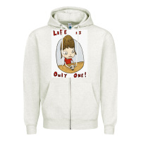 Oatmeal Heather life is only one Zipper Hoodie - lanVoArt