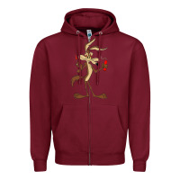 Burgundy danger coyote's hole Zipper Hoodie - lanVoArt
