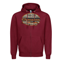 Burgundy piper cherokee pa 28 retro vintage design Zipper Hoodie - lanVoArt