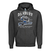 Charcoal Heather property of danbury trashers Zipper Hoodie - lanVoArt