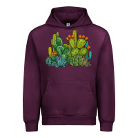 Mauve Wine watercolor cactus Urban Hoodie - BarkalooDesign