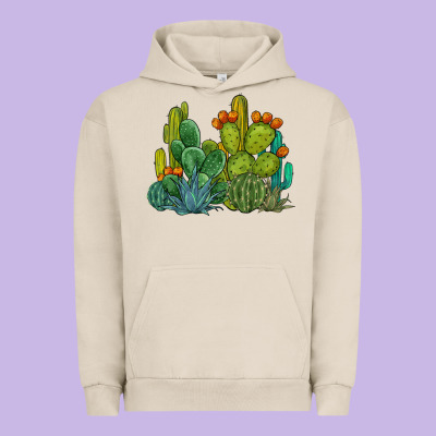 Watercolor Cactus Urban Hoodie Designed By Barkaloodesign