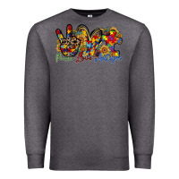 Charcoal Heather peace love autism Premium Sweatshirt - RacoonDesign