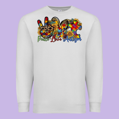 Peace Love Autism Premium Sweatshirt Designed By Racoondesign