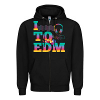 Black i listen to edm rainbow letters dj music gift Zipper Hoodie - lanVoArt