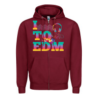 Burgundy i listen to edm rainbow letters dj music gift Zipper Hoodie - lanVoArt