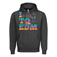 Charcoal Heather i listen to edm rainbow letters dj music gift Zipper Hoodie - lanVoArt