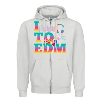Dove Grey i listen to edm rainbow letters dj music gift Zipper Hoodie - lanVoArt