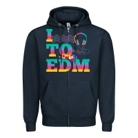 Navy i listen to edm rainbow letters dj music gift Zipper Hoodie - lanVoArt