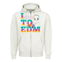 Oatmeal Heather i listen to edm rainbow letters dj music gift Zipper Hoodie - lanVoArt