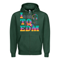 Sports Green i listen to edm rainbow letters dj music gift Zipper Hoodie - lanVoArt