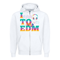 White i listen to edm rainbow letters dj music gift Zipper Hoodie - lanVoArt