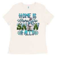Bone Home Is Where The Snow Falls Winter Penguin Ladies Tee - LillyAllenDesigns