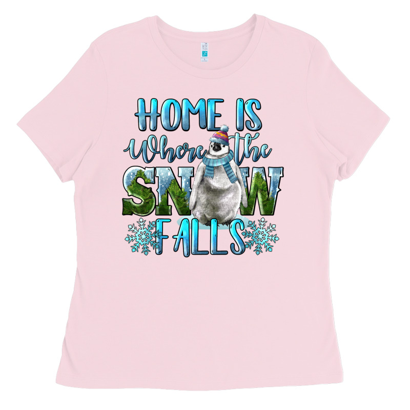 Home Is Where The Snow Falls Winter Penguin Ladies Tee by LillyAllenDesigns | Teevron