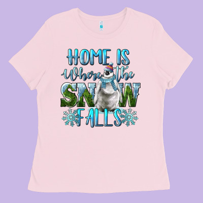 Home Is Where The Snow Falls Winter Penguin Ladies Tee Designed By Lillyallendesigns