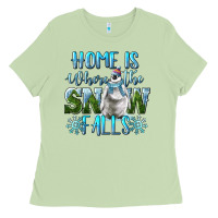 Matcha Home Is Where The Snow Falls Winter Penguin Ladies Tee - LillyAllenDesigns