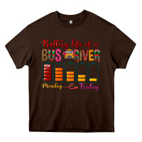 Chocolate Brown Battery Life Of A Bus Driver Heavy Core Tee - BundleAndBundleShop