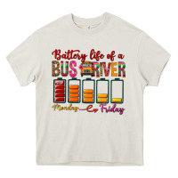 Cream Battery Life Of A Bus Driver Heavy Core Tee - BundleAndBundleShop