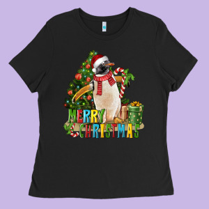 Merry Christmas Penguin Ladies Tee Designed By Lillyallendesigns