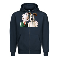 Navy the man with his dog taking selfie w.a.l.l.a.c.e Zipper Hoodie - lanVoArt