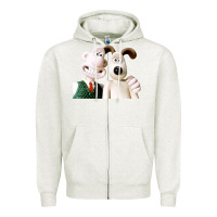 Oatmeal Heather the man with his dog taking selfie w.a.l.l.a.c.e Zipper Hoodie - lanVoArt