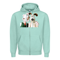 Seafoam the man with his dog taking selfie w.a.l.l.a.c.e Zipper Hoodie - lanVoArt