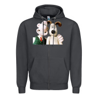 Smoke the man with his dog taking selfie w.a.l.l.a.c.e Zipper Hoodie - lanVoArt