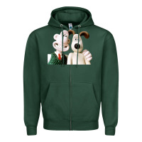 Sports Green the man with his dog taking selfie w.a.l.l.a.c.e Zipper Hoodie - lanVoArt