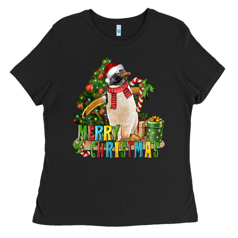 Merry Christmas Penguin Ladies Tee by LillyAllenDesigns | Teevron