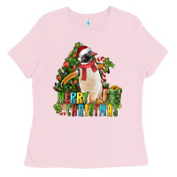 Bubblegum Pink Merry Christmas Penguin Ladies Tee - LillyAllenDesigns